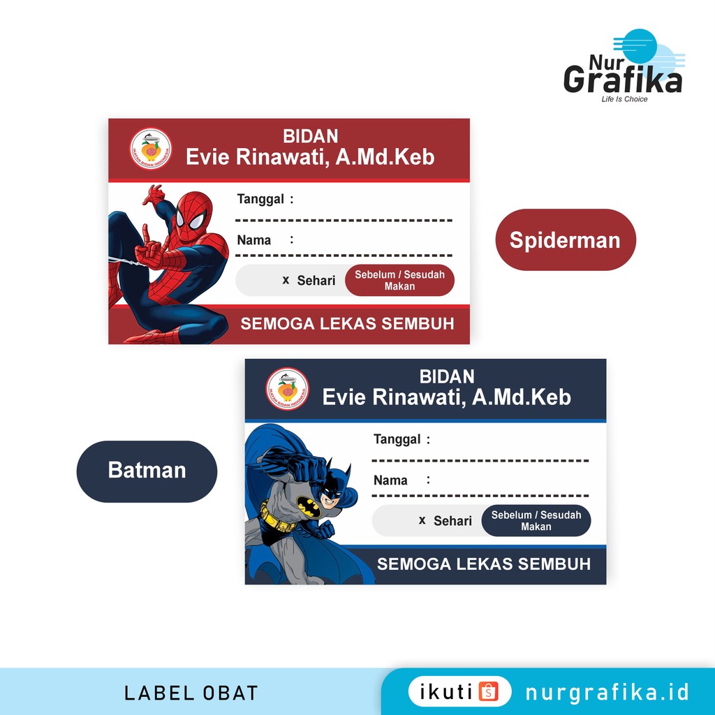 

1Pack Label Obat Sirup Kartun Superhero