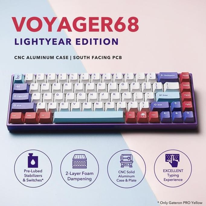 VOYAGER68 Lightyear Edition CNC Alu South Facing Mechanical Keyboard