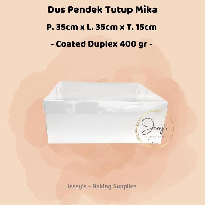 Dus Box Kotak Kue Cake Tinggi Mika 35 x 35 x 15 (Putih Polos)