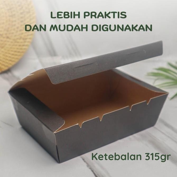 paper lunch box kotak makan kertas 315 gr tanpa rakit hitam size M