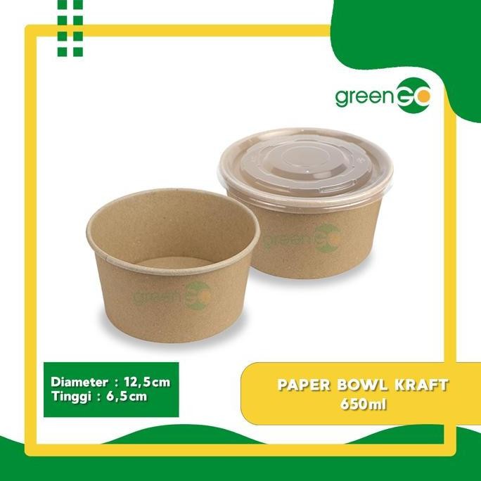 PAPER BOWL KRAFT 360 ML - 500 ML - 650 ML - 800 ML ISI 25 SET PAPER BOWL + TUTUP PAPER BOWL COKLAT P