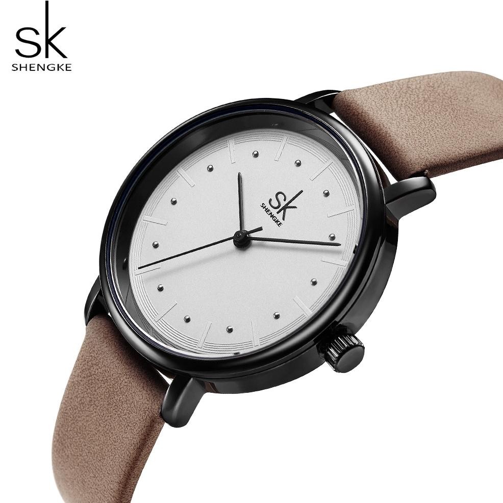 Promo.. Shengke Jam Tangan Wanita Vintage Leather Strap Quartz Movement Water Resist K8005 Tt60