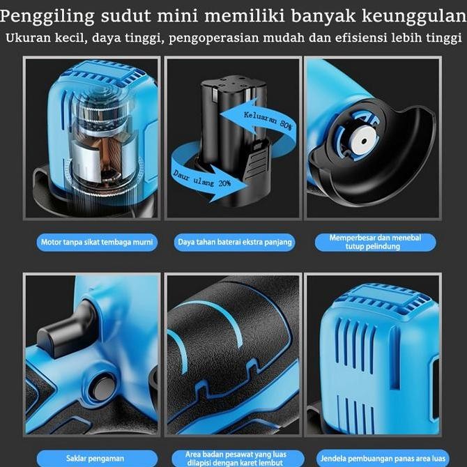 Makita Angle Grinder Mini Cordless Brushless 3Inch Baterai Litium 12V/16.8V Mesin Gerinda Tangan-Tan