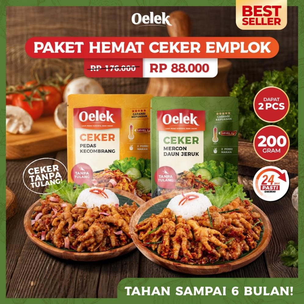 

TERLARIS [Baru] Oelek Paket Favorite - Bebas Pilih 2 Ceker Best Seller Ceker Emplok Mercon Pedas / Daun Jeruk / Pedas Kecombrang / Ceker Tanpa Tulang / Lauk Siap Saji Pedas / Lauk Pedas / Gurih Siap kirim