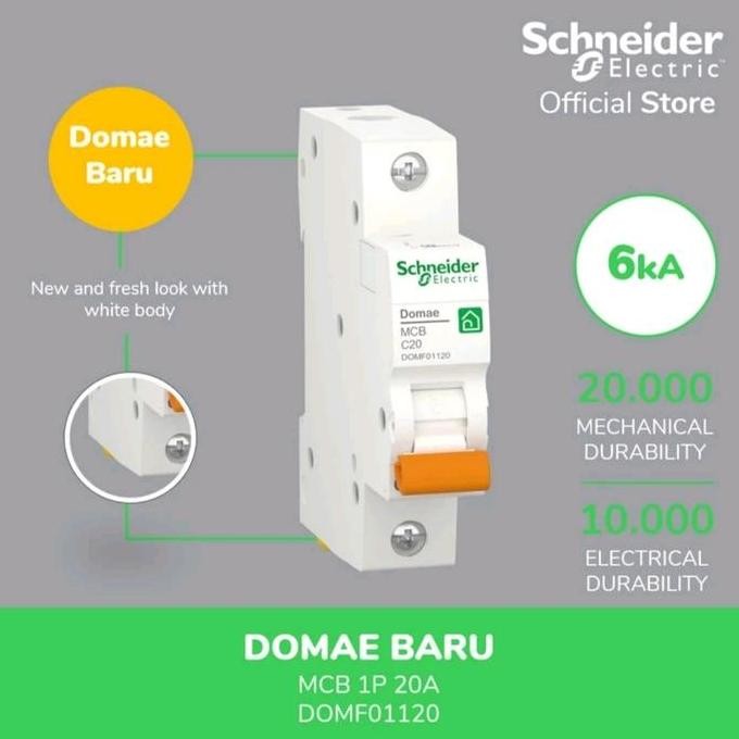 Promo MCB SCHNEIDER DOMAE 1P C20 / SCHNEIDER ELECTRIC MCB DOMAE C20 1 PASS COD