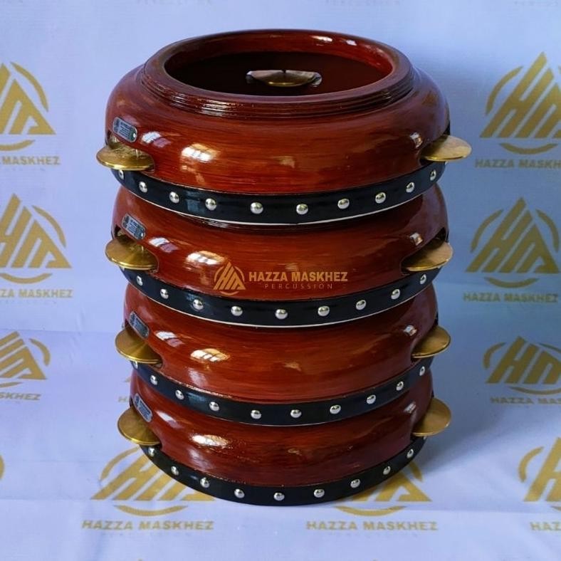Rebana Hadroh Jepara 1 Set Isi 4 Buah Alat Hadroh Kayu Mahoni