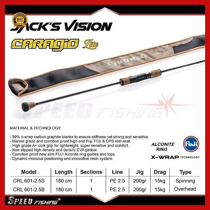 Cod - Joran Jack'S Vision Caragio Lite Jigging Rod Pancing Laut Ikan Jig Bestseller