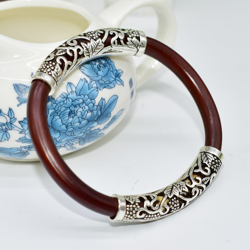 Double Tube Tibetan Silver Chicken Blood Vine Bracelet Tibetan Jewelry Shannan Medicinal Vine