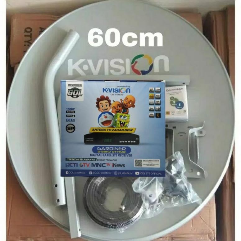 ''Terlaris" Antena Parabola 60Cm K Vision Lengkap Receiver Gardiner Ottimo Free Channel Murah