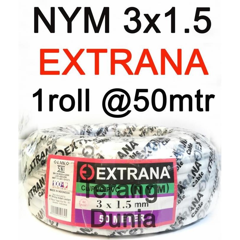 Promo NYM 3x1.5 Extrana Kabel Listrik Tunggal 3x1.5 Extrana Kabel Extrana 3x COD