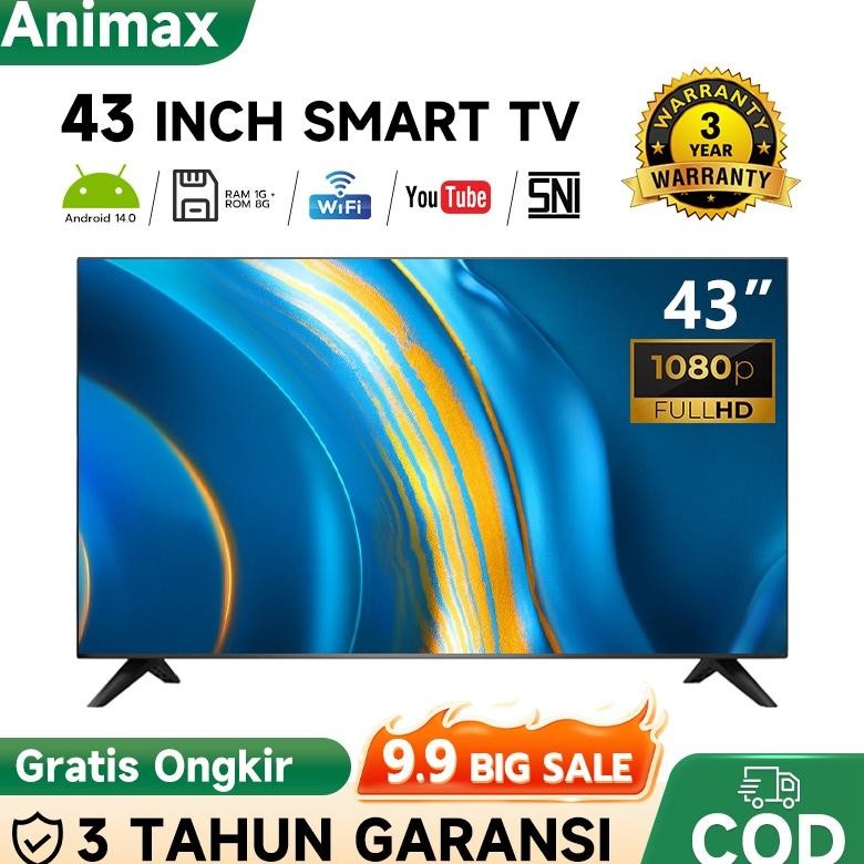 ''Terlaris" Animax Sakura Tv Led 43 Inch Smart Tv Digital 43Inch Smart Tv Android/Coolita Os Fhd Tv 