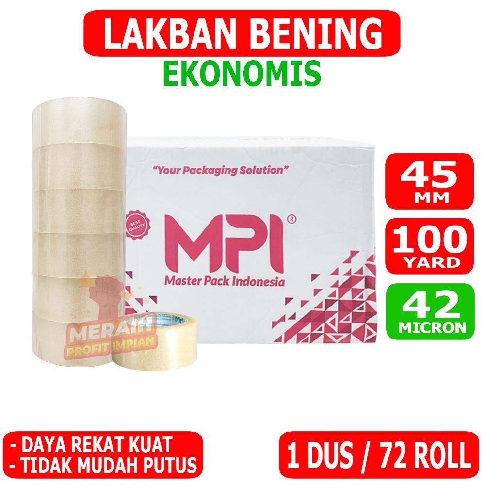 

1 DUS 72 ROLL Lakban Bening Ekonomis 100 Yard Lakban MPI 45 mm x 100 yard