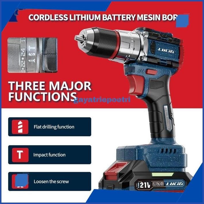 see-97 Viral LUCID LX-60 Cordless Mesinbor 13MM 2.0A 21V lithium battery impactdrill brushless bater