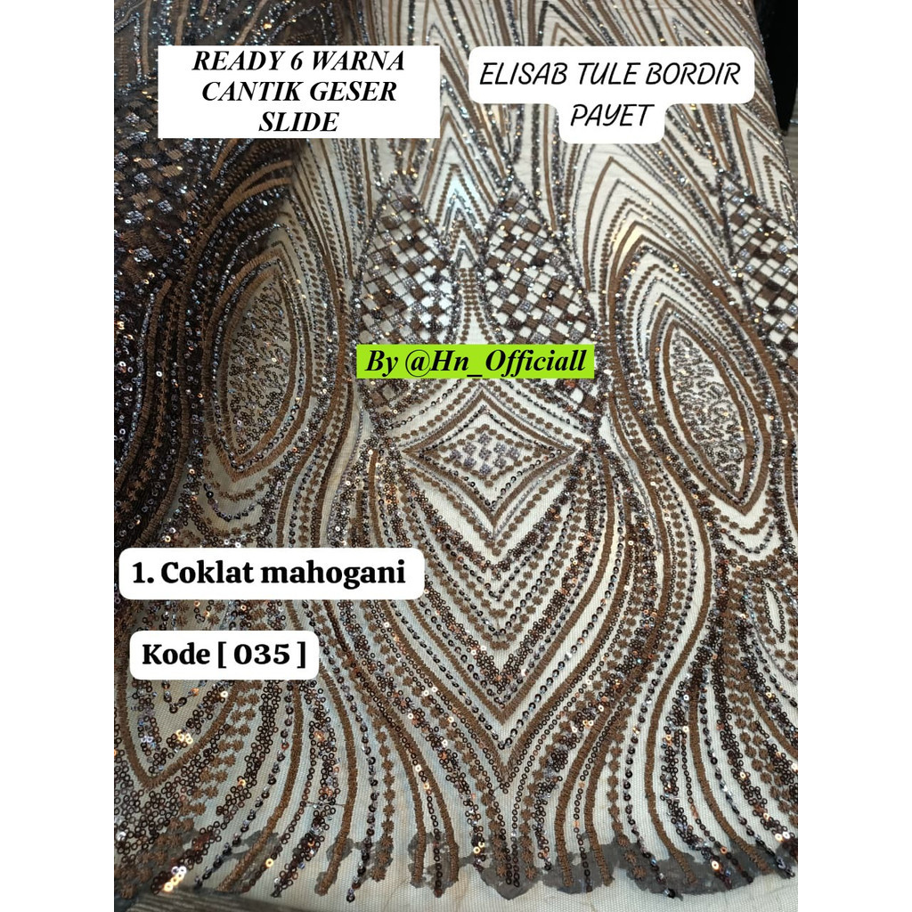 [ 035 ] Bakal Kain Kebaya Tile Bordier Payet / Kebaya tule payet / Tile elisab payet