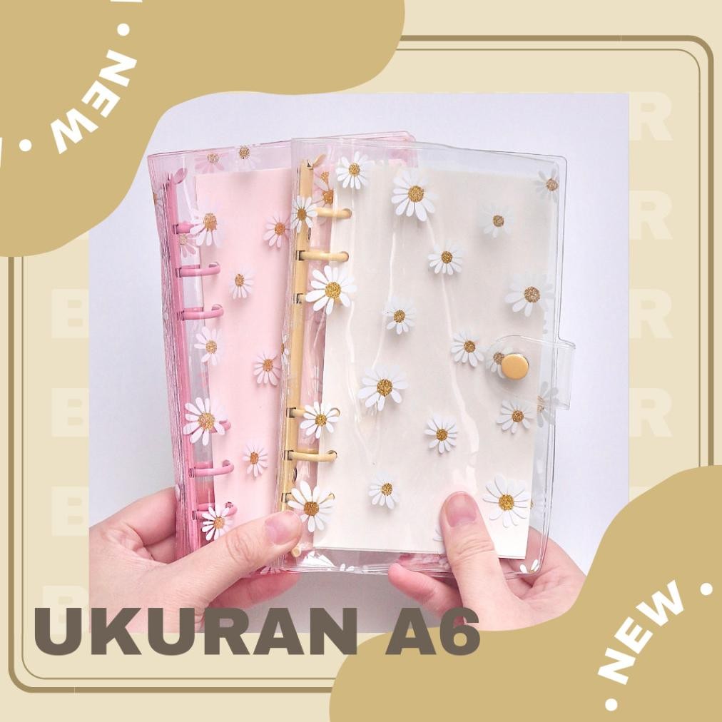 Bf888S Binder Transparan Motif Daisy Binder A6 Daisy 6Ring [Bujoyuk] Set-28