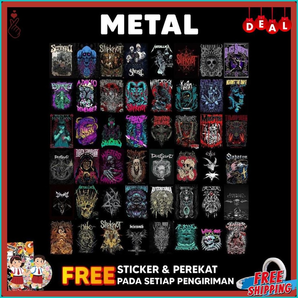 Wajib Punya (48 Pcs) Poster Dinding Bundle Band Metal Isi 48 | Poster Kamar | Poster Aesthetic