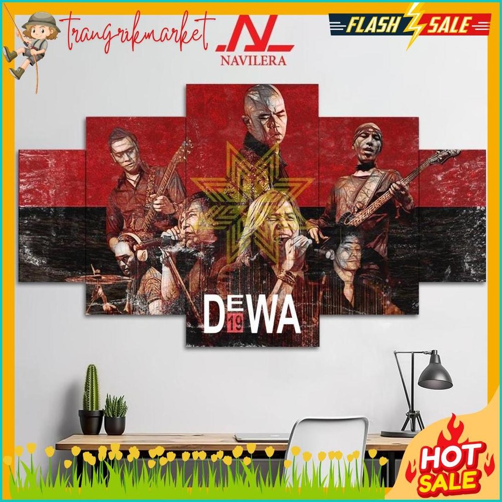 Cod Navilera.Co Hiasan Pajangan Dinding Kamar Poster Band 1 Set Dewa 19 5 Pcs Poster Kayu Wall Decor