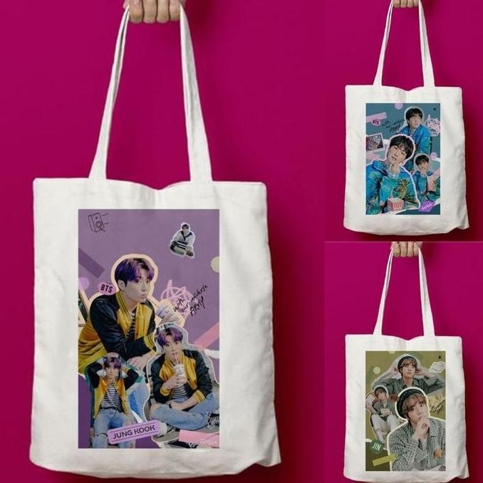 DE47 - Totebag Tote Bag BTS Kanvas Taehyung V Jhope Jin BTS