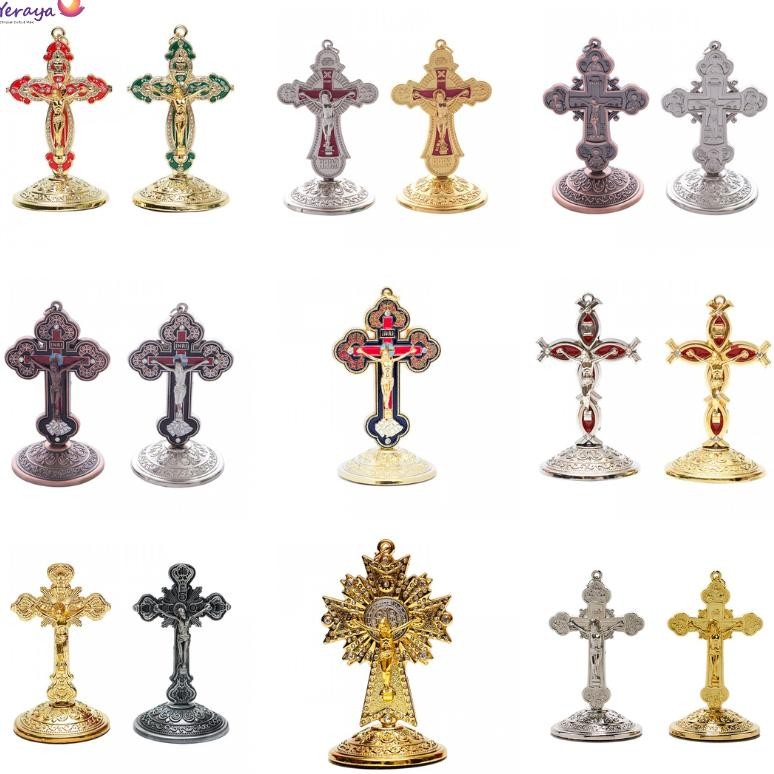 Salib Duduk Mini Katolik Pajangan Salib Dinding Gantung Rohani Korpus Yesus Souvenir Salib Besi Mura