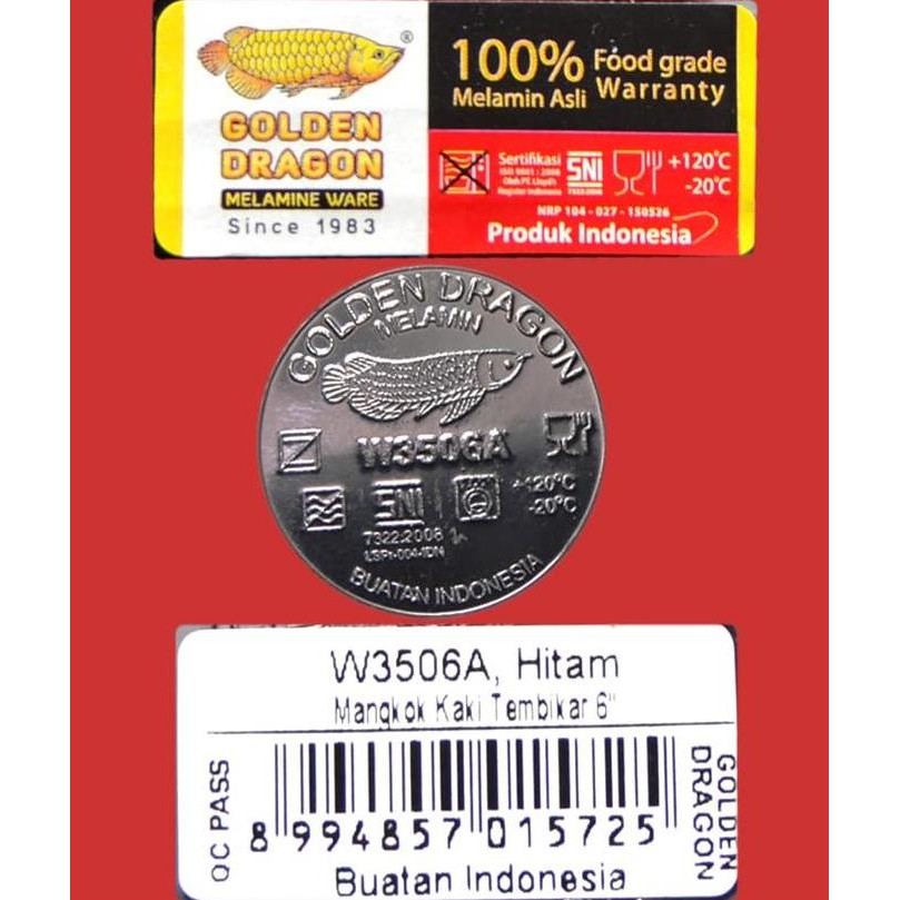 Golden Dragon Melamine Black mangkok kaki tembikar 6 inchi