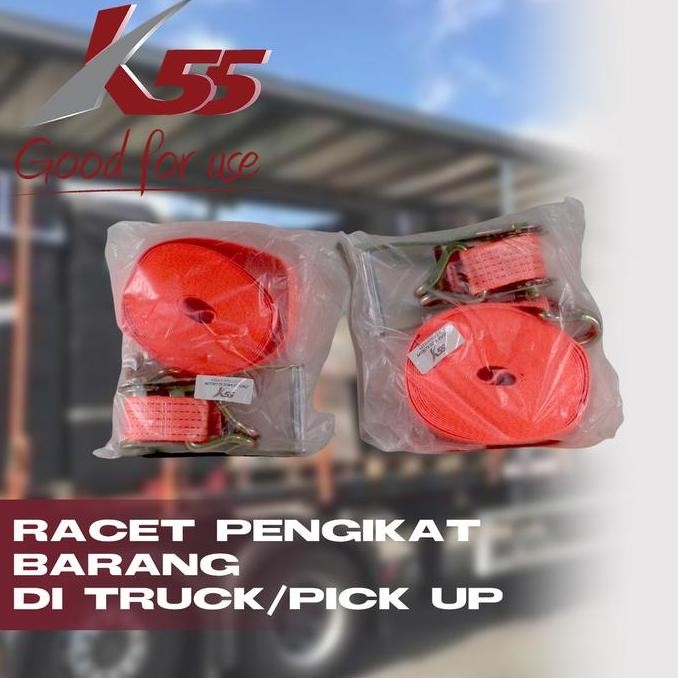 K55 Ratchet Tie Down Racet Pengikat Barang Tali Ikat Sabuk Truk