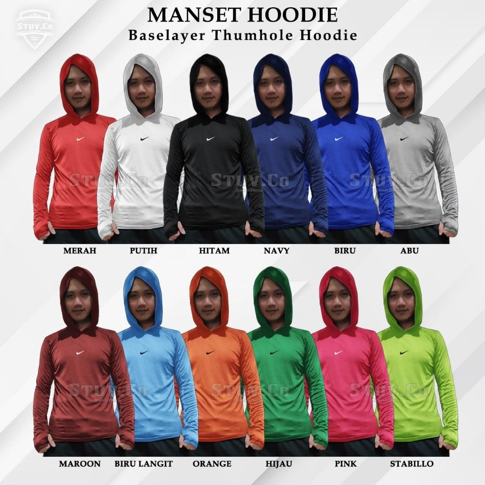 Original [Cod] Manset Pria Baselayer Thumbhole Hoodie Lengan Panjang Olahraga Pria Wanita Fg-80