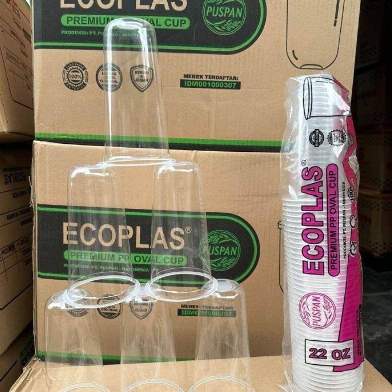 [1 Dus] Gelas 22oz Oval Ecoplas / Gelas Oval 22oz Teh Solo aSt