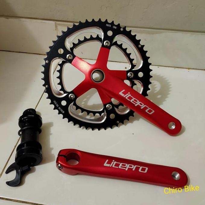 Promo crank double 2 speed 53-39T HT2 LITEPRO - roadbike sepeda lipat COD
