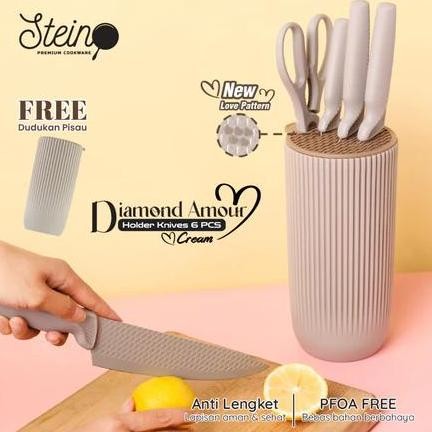 STEIN STEIN COOKWARE PISAU DIAMOND AMOURE + HOLDER KNIVES 6IN1 PISAU SET ORI CO