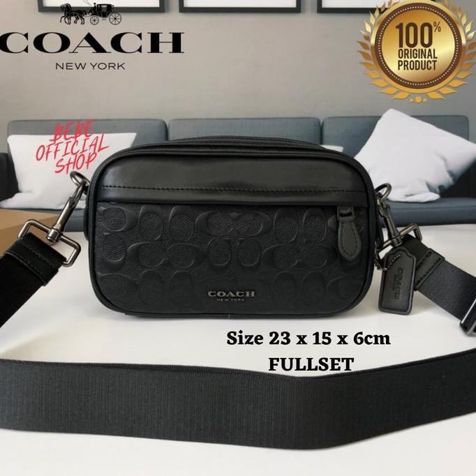 Tas Selempang Pria [Original] Coach Graham Crossbody In Signature Leather Embossed