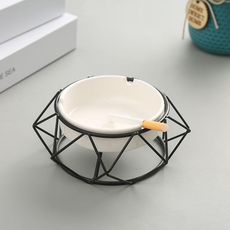 Asbak Rokok Aesthetic Keramik Desain Unik Vintage Keren Tray Kaki Stainless Steel aSt