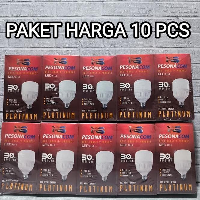 COD ( PAKET 10 PCS ) PESONACOM PLATINUM LAMPU LED 30W 30 WATT CAHAYA PUTIH (LISTRIK LAMPU RUMAH TANG