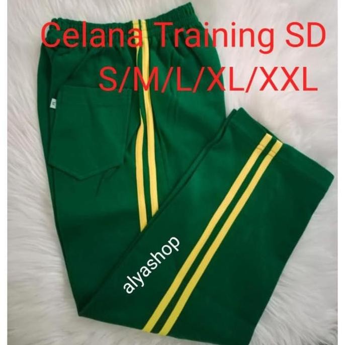 NEW - Celana Training SD Hijau List Kuning