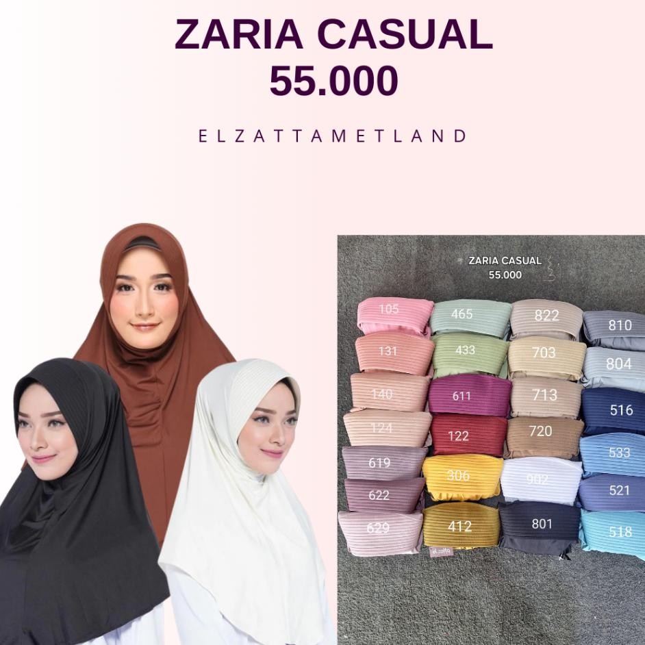 Elzatta Zaria Casual Jilbab Bergo N Bahan Spandex Lycra All Size