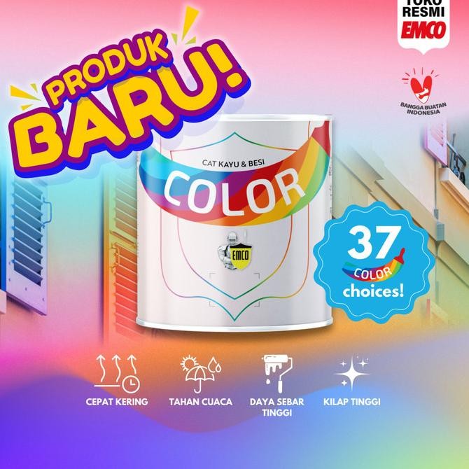 COLOR Cat Kayu & Besi 0,8 kg - BLACK WHITE GREY Hitam Putih Abu-abu Cepat Kering Gloss Matte Doff Fi