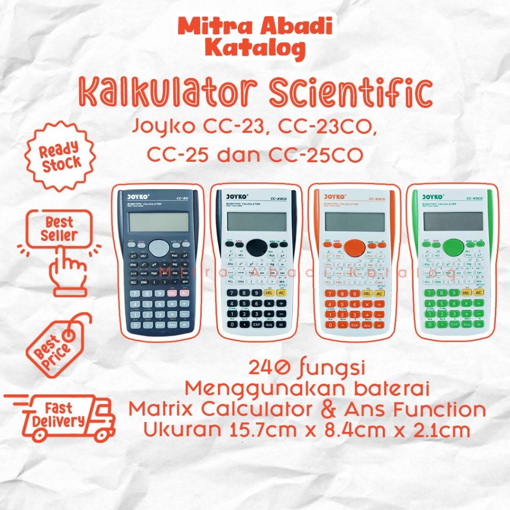 

Salt Kalkulator Scientific Joyko Cc23, Cc23Co, Cc25, Cc25Co, Vis 1 Kc06 / Calculator Ilmiah Estetik Kalkulator Scientific Joyko Pastel Lucu Termurah Kalkulator Scientific Murah / Mitra Abadi Katalog Jogja Tia-111