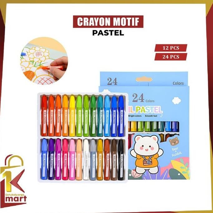 

[COD] SM A99 Set Crayon Oil Pastel Isi 12 dan 24 Warna MotifKartunLucu