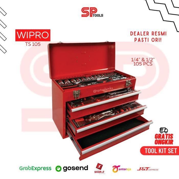 FMT TOOL BOX SET / TOOL KIT SET / MEKANIK MECHANIC TOOLBOX SET 105PCS WIPRO TS105