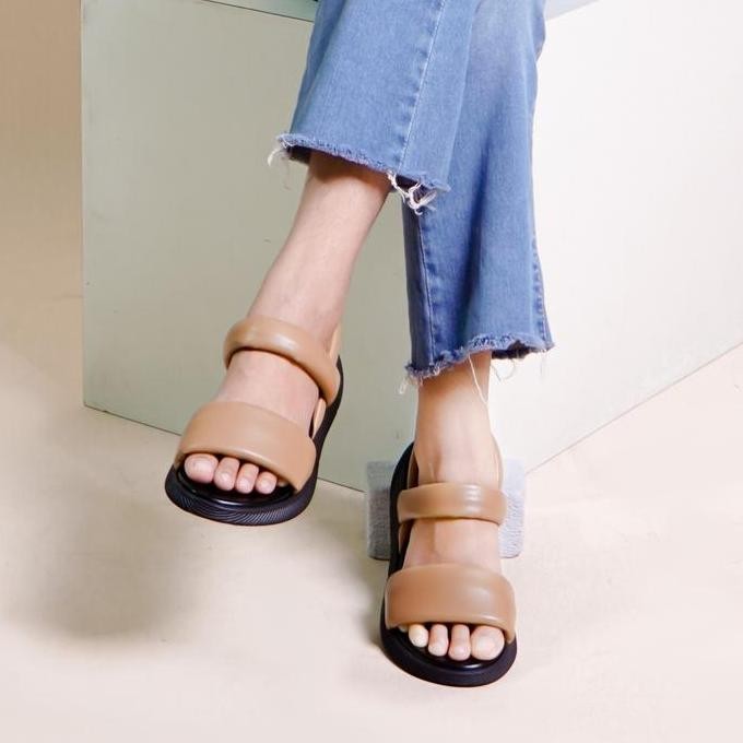 DT104 >> Valerie Brown Wedges | sandal platform wanita dua ban tali strap belakang kekinian warna co