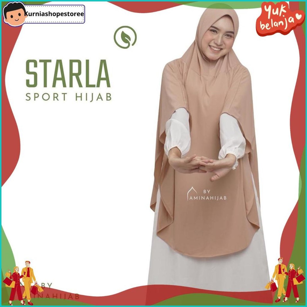 Aminahijabs - Hijab Olahraga Jilbab Khimar Sporty Jersey Premium STARLA Terlaris