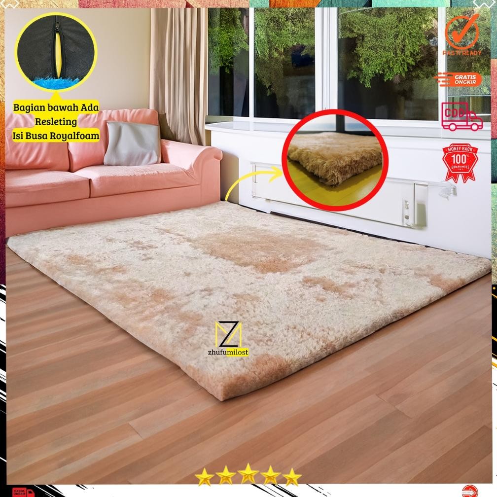 Karpet Bulu Rasfur Polos 200x150x2.5cm / Karpet Bulu Empuk / Karpet  premium/ Kasur Lantai