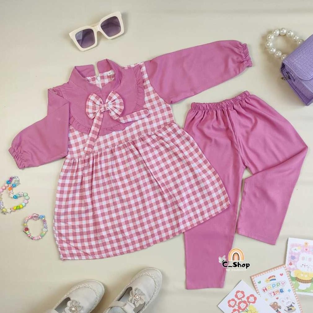 Special One Set Setelan Tunik Pita 2-10 Tahun / Setelan Zavina Haruka Panjang / Dress Pita Anak 7 8 