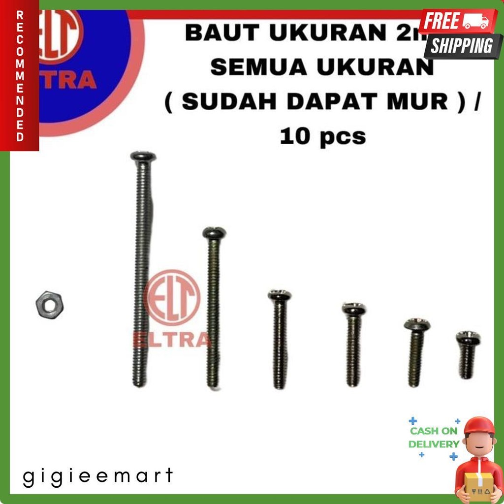 Cusss Serbu Baut 2Mm Semua Ukuran Screw M2 Panjang Jp Mur / 10 Pcs Ukuran Kecil Baut Komputer