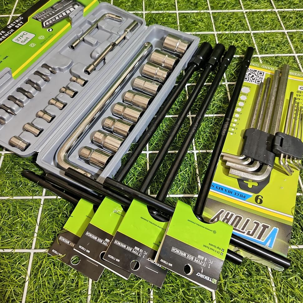 Paket Komplit 3 Set Tekiro Kunci T 4Pcs 8101214Mm Kunci Sok Sho 27Pcs Victory Kunci L Set 9Pcs