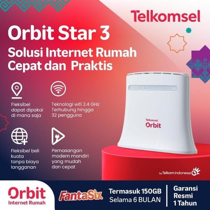 '' Router Modem Telkomsel Orbit Star 3 Modem WiFi 4G High 150GB Data ''