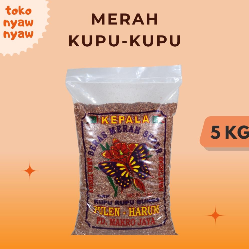 Beras Merah Super Cap Kupu Kupu 5Kg - Beras Merah Kepala - Beras Merah 5 Kg