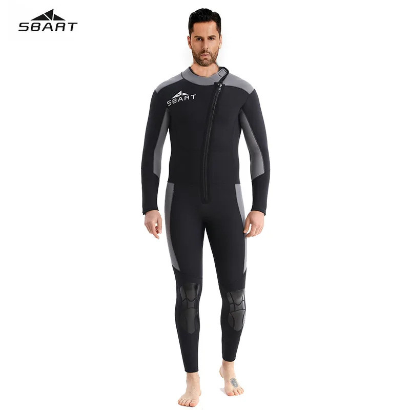 SBART Wetsuit 1.5mm One Piece Diving Suit Men's Hat Thickened Thermal Diving Suit Winter Swimming Su