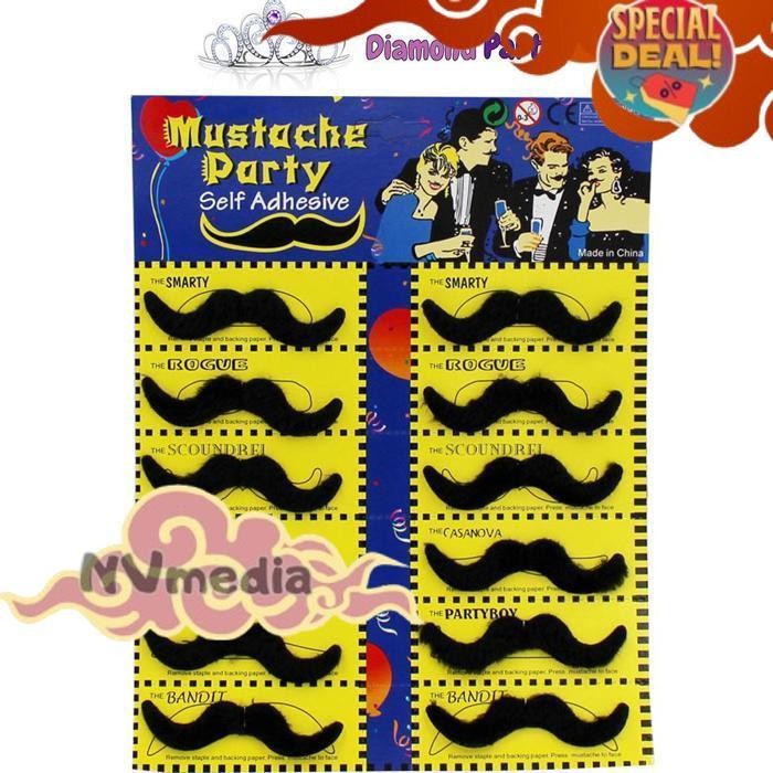 Trending Kumis Palsu Hitam 1 Model  Isi 6Pcs Dan 12Pcs (Kumis Palsu Pria / Kumis Palsu Anak / Kumis 