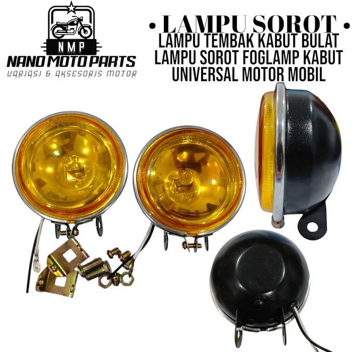 NZG Lampu Tembak Kabut Bulat Kuning Lampu Sorot Foglamp Kabut Universal Motor Mobil