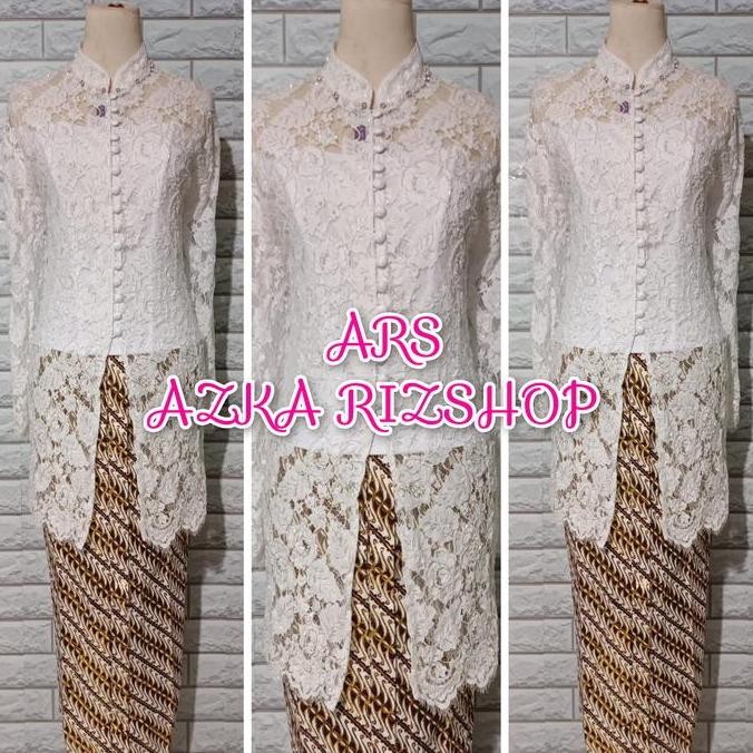 Set Kebaya Akad Nikah Kebaya Brukat Putih Kebaya Brukat Tunik Premium